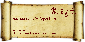 Neuwald Árpád névjegykártya